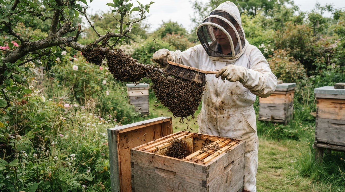 How to Move a Bee Swarm into a Hive or Trap Safely